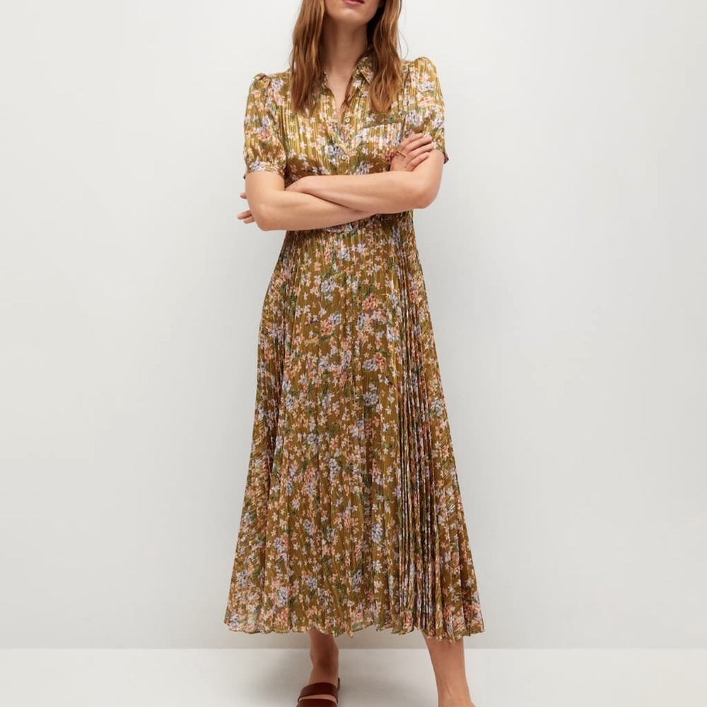 Mango floral print pleated dress bloggers fav - Picture 3 of 12